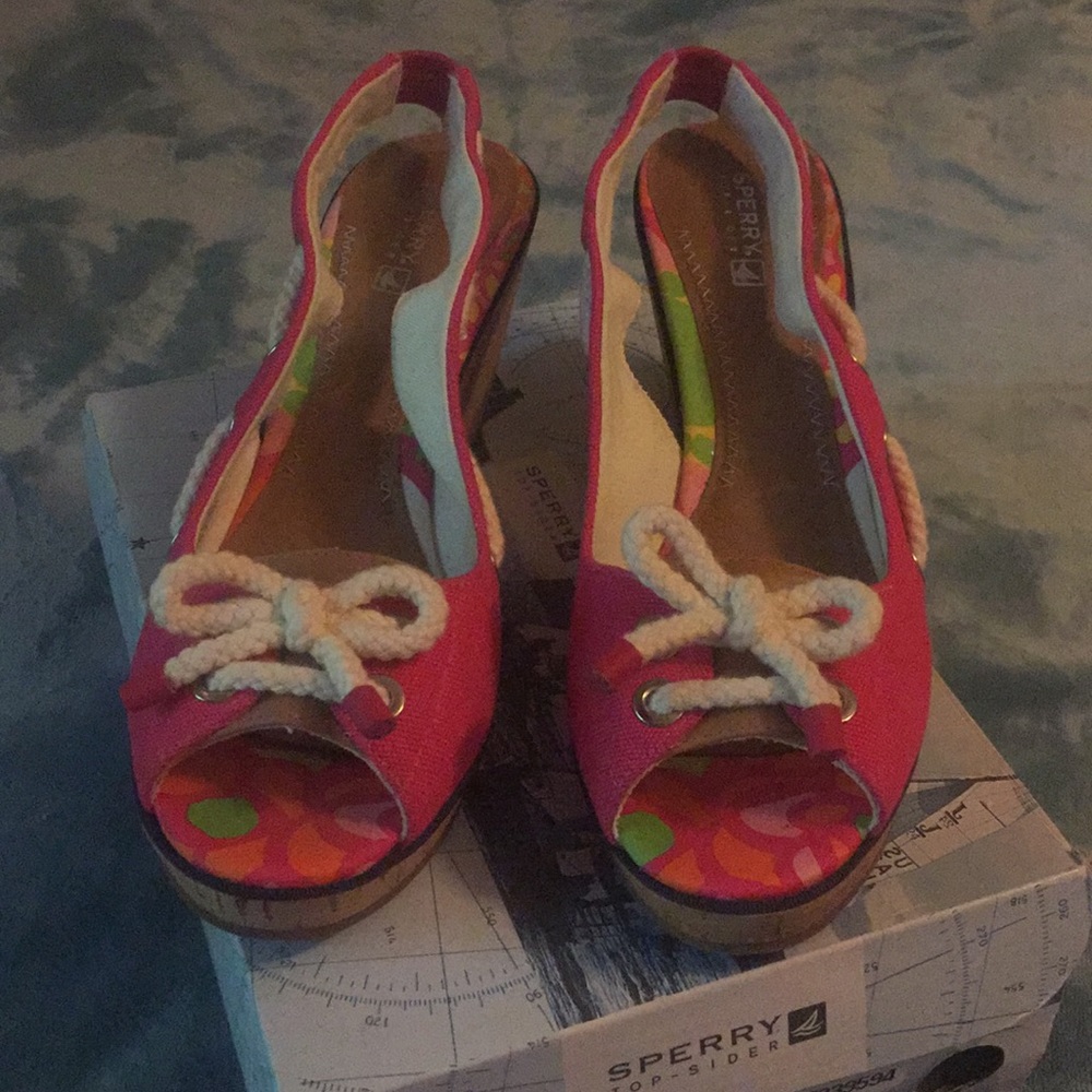 Sperry pink wedges, size 9.5